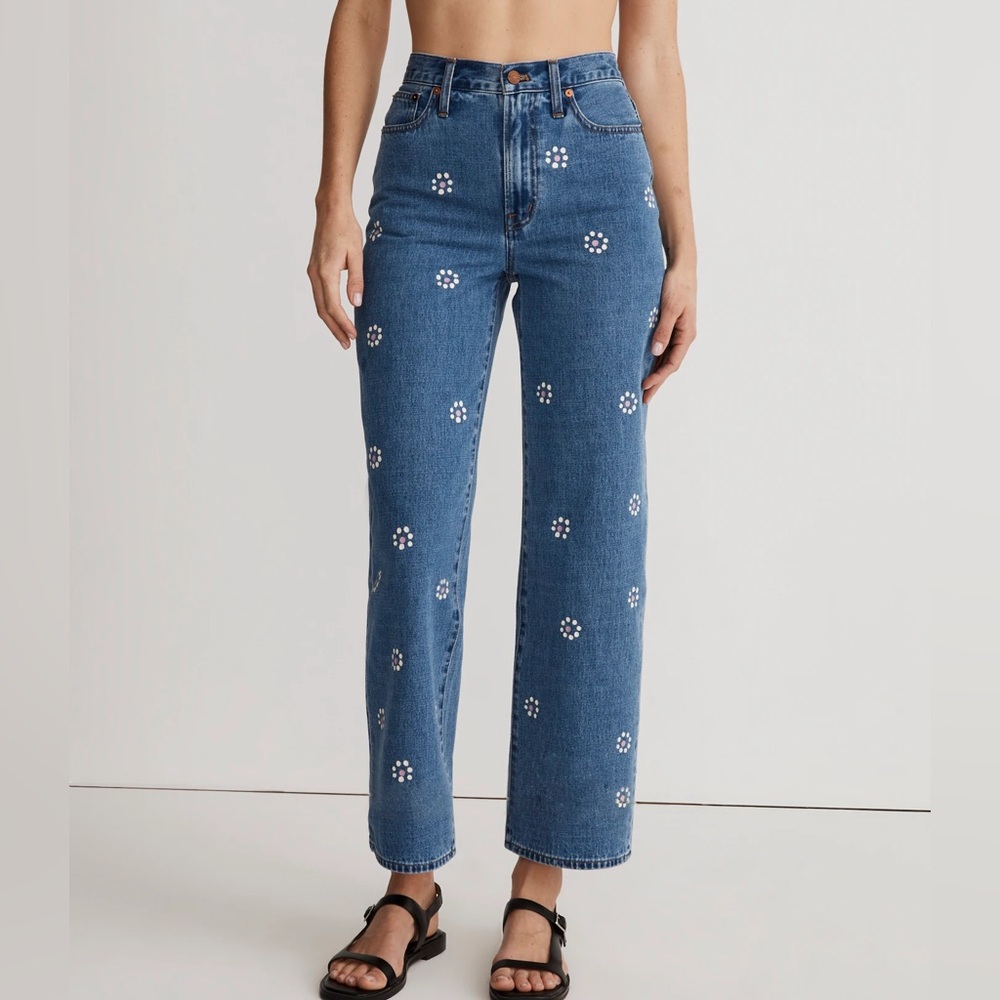 Madewell The Perfect Vintage Wide-Leg Crop Jean in Stamped Floral